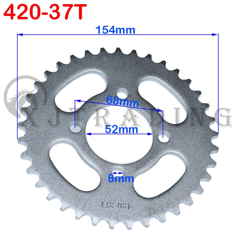 Мотоциклетная цепь 420/428 31T/37T/41T/48T 52MM Задняя звездочка для китайского квадроцикла ATV Pit Dirt Bike Мотор Мопед Аксессуары