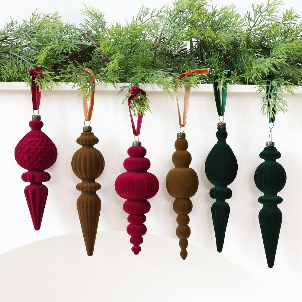 Flocked Christmas Ball Ornament Ice Cone Christmas Decorations New Xmas Baubles New Year Gift