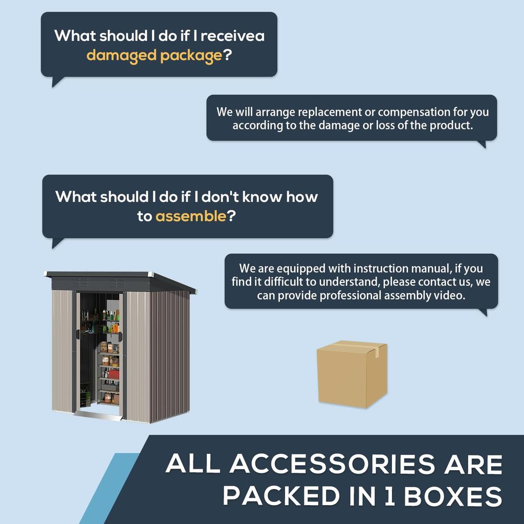 YODOLLA Metal Garden Shed 1.44 M², Outdoor Garden Shed with 2 Sliding Doors, Storage Tools 164 X 96 X 180 Cm