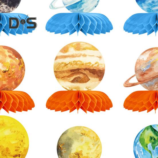 9 шт. Планета в форме сот, центральные украшения для стола в стиле космической солнечной системы, бумажные соты для дня рождения детей