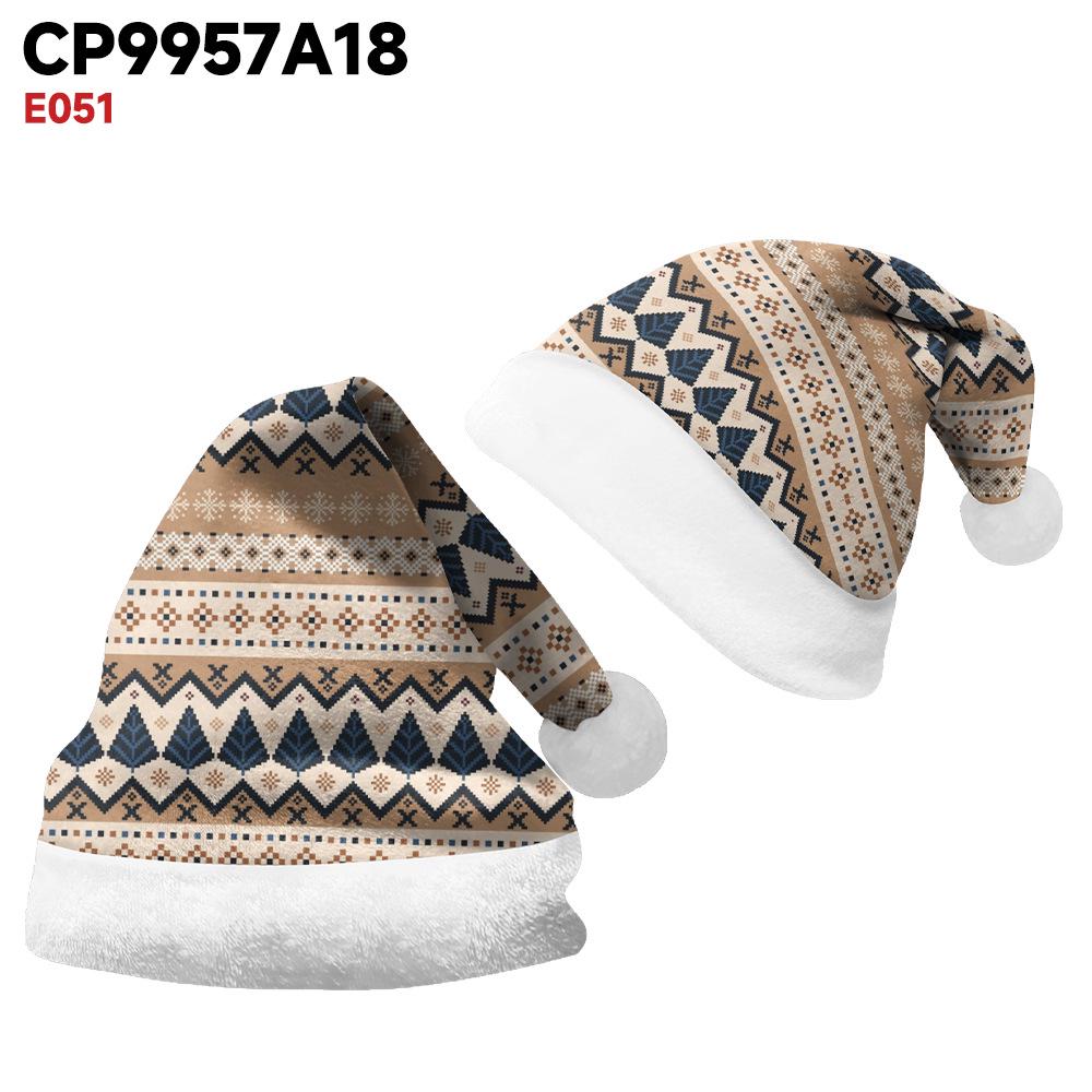 Рождественская двусторонняя флисовая шапка 2024 для взрослых и детей – Короткий плюш, Вельвет, с принтом рождественских элементов