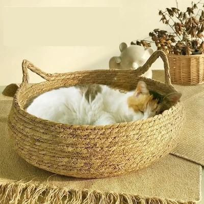 Cat Four Seasons универсальный наполнитель для кошачьего туалета из чистого ротанга ручной работы, сезонная теплая подкладка, съемная, моющаяся, зимние принадлежности для домашних животных, кошачий туалет