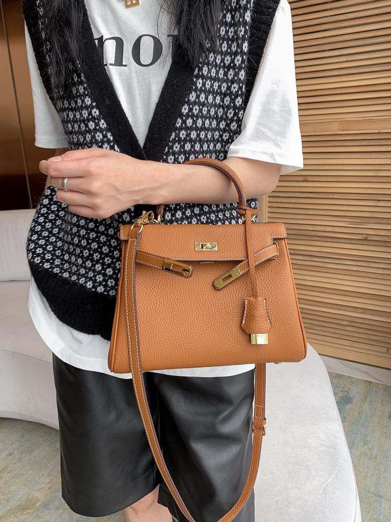 Сумка из натуральной кожи женская мягкая кожаная большая новая модная и универсальная сумка из коровьей кожи с узором личи, верхний слой, сумка через плечо