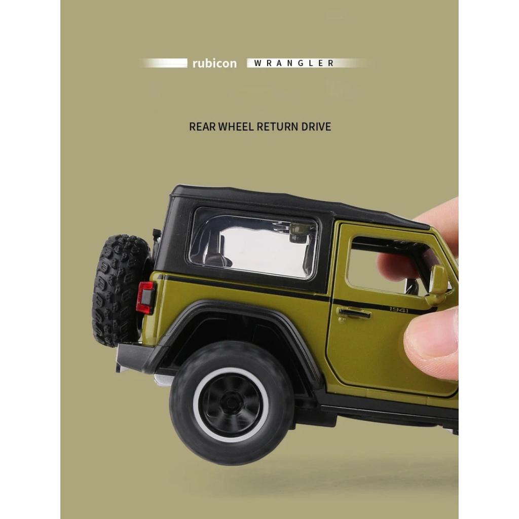 1/32 Jeeps Wrangler Rubicon 1941 Внедорожные литые легкосплавные автомобили и игрушечные транспортные средства Модель автомобиля Звуковые и световые игрушки для детей Подарки
