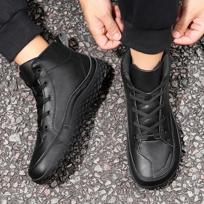 Осенне-зимние кожаные ботинки с круглым носком, с широким носком, повседневные и модные кожаные туфли, высокие велосипедные ботинки, обувь больших размеров