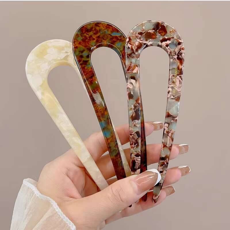 Модная элегантная заколка для волос с мраморным узором для женщин, акриловая U-образная шпилька для волос, аксессуары для волос, ювелирные изделия, заколки для волос, ювелирные изделия