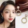 Sun Round Pearl Earrings Silver Needle 925 Silver BLS132