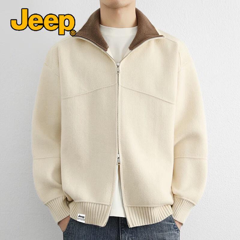 Jeep Мужской вязаный кардиган-куртка на молнии с воротником-стойкой