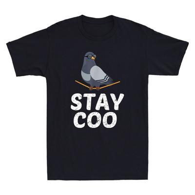 Рубашка 'Stay Coo Птица' - Забавная птица с очками для наблюдения за птицами, мем, новинка, мужская футболка