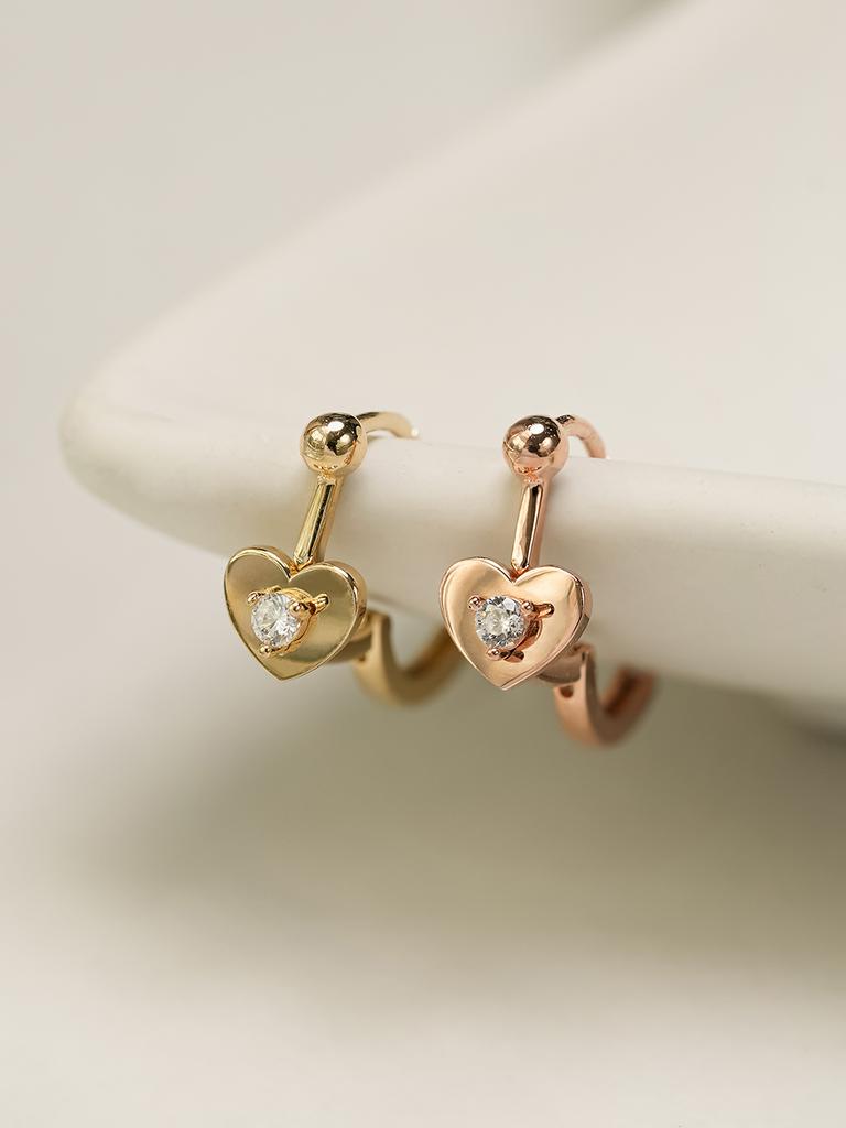 Minimalpiercing 14K 18K Ball Heart One-Touch Earrings