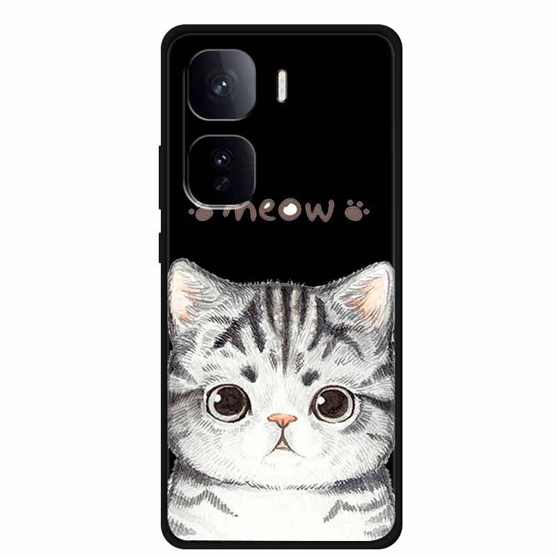 Задняя крышка для Vivo iQOO Neo 10 Pro Чехол Плюс Мультяшный Кот Мягкий Силикон ТПУ Чехол для Телефона Для Vivo iQOO Neo 10 Pro Чехол Coque Funda