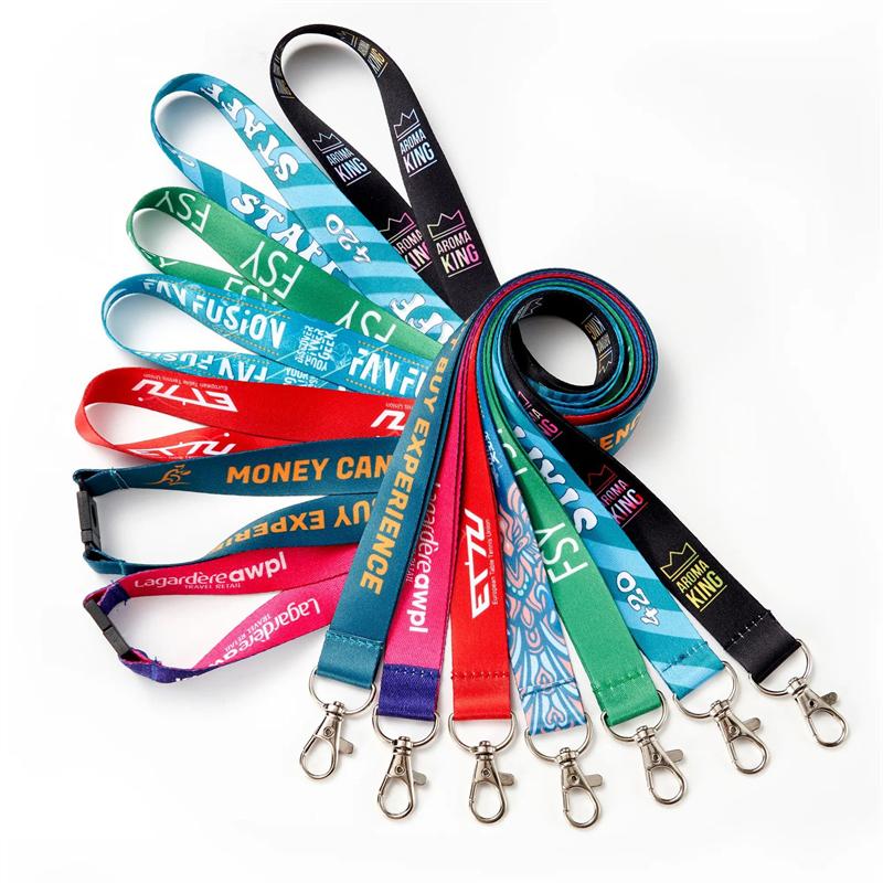 Custom Brand Logo Printed Polyester Lanyard Breakaway Buckle Neck Strap Promotional Custom Lanyards for Business Gift