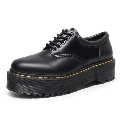 Ботинки на толстой подошве с низким голенищем, в британском стиле, повседневные, из маленькой кожи, универсальные, для студентов, увеличивают рост и стройнят, короткие ботинки женские