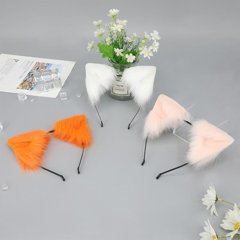 Handmade cute plush animal cat ear headgear fox ear party headband simulation animal ear hair accessories