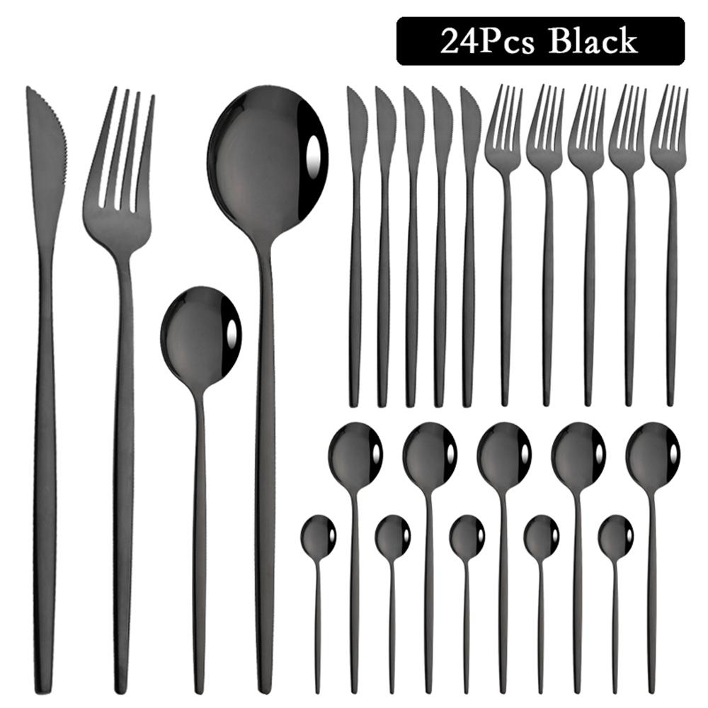 24 шт. столовых приборов из нержавеющей стали, зеркальная белая золотая посуда, набор столовых приборов в западном стиле, нож, вилка, ложка, столовые приборы, кухонное серебро