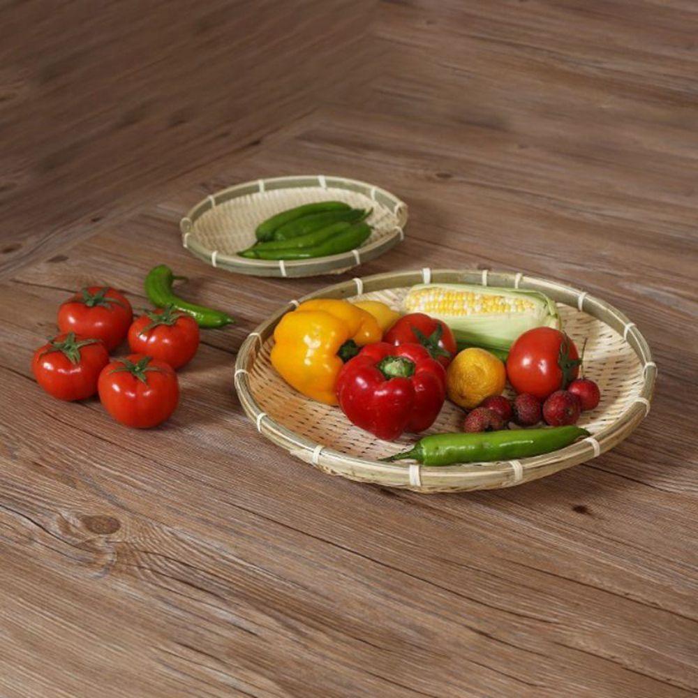 DIY Decorative Handmade Bamboo Raft Bamboo Basket Decor Ornaments Round Dustpan Sieve Bamboo Raft