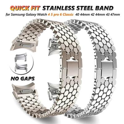 Ремешок из нержавеющей стали без зазоров для часов Samsung Galaxy Watch 6 5pro 4 Classic 47 мм, 43 мм, 42 мм, 46 мм, 45 мм, 40, 44 мм, быстросъемный браслет со звездным светом, металлический ремешок для часов