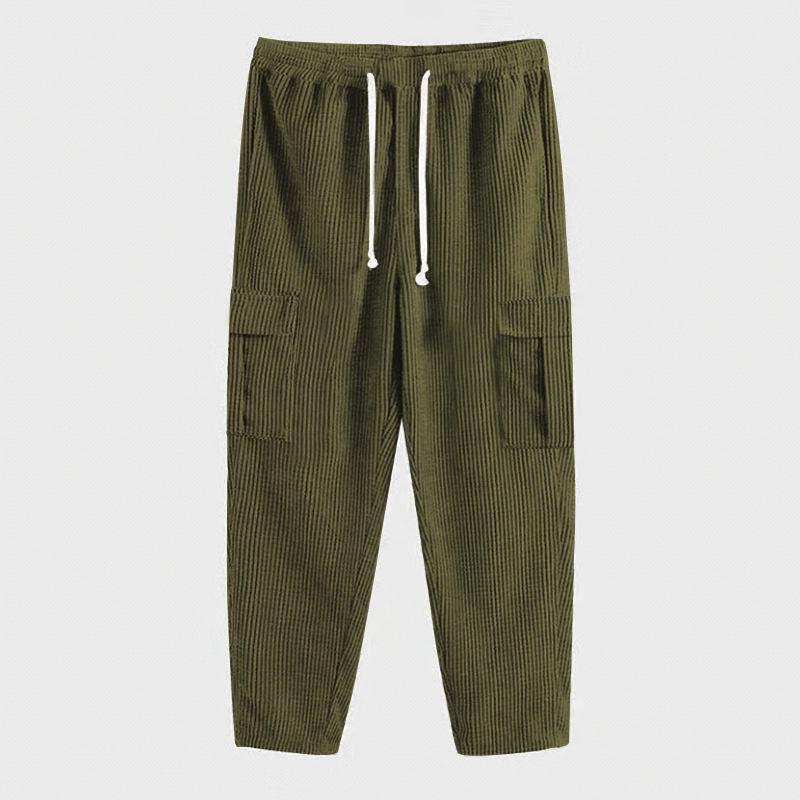Men S Corduroy Loose Straight Leg Multi Pocket Solid Casual Pants