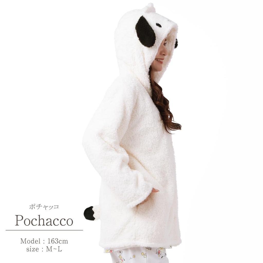 Pochacco Gown Poodle Boa Hooded Tail Embroidered Room Wear Pajamas Pochacco Sanrio Size [SAZAC] Dress-up Women's M-L