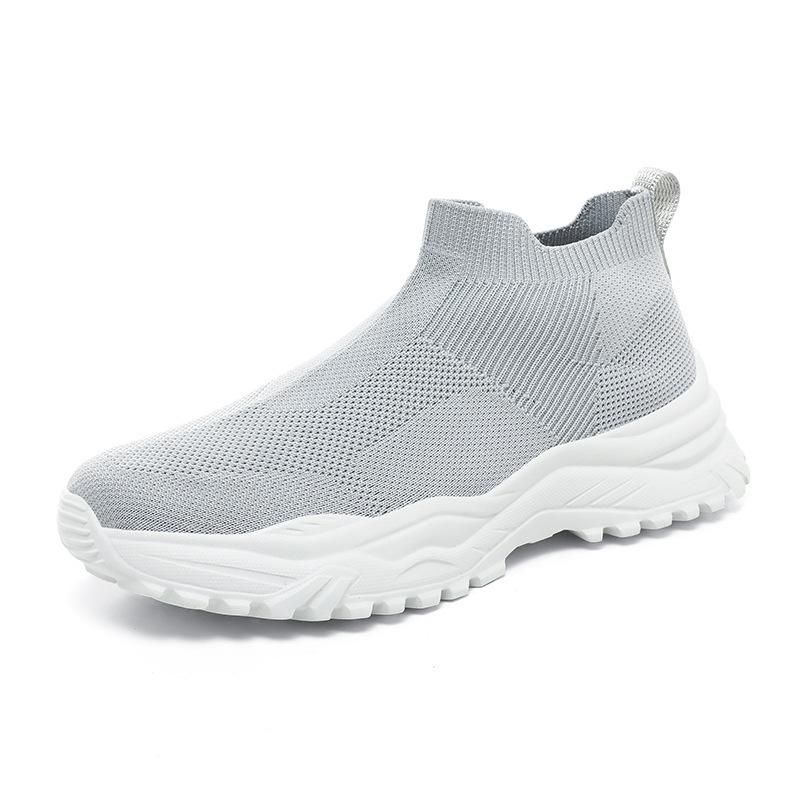 Мужская обувь для занятий спортом на открытом воздухе весна и лето, повседневная обувь из летучего трикотажа, обувь-носки, кроссовки для бега, удобные высокие кеды, большой размер