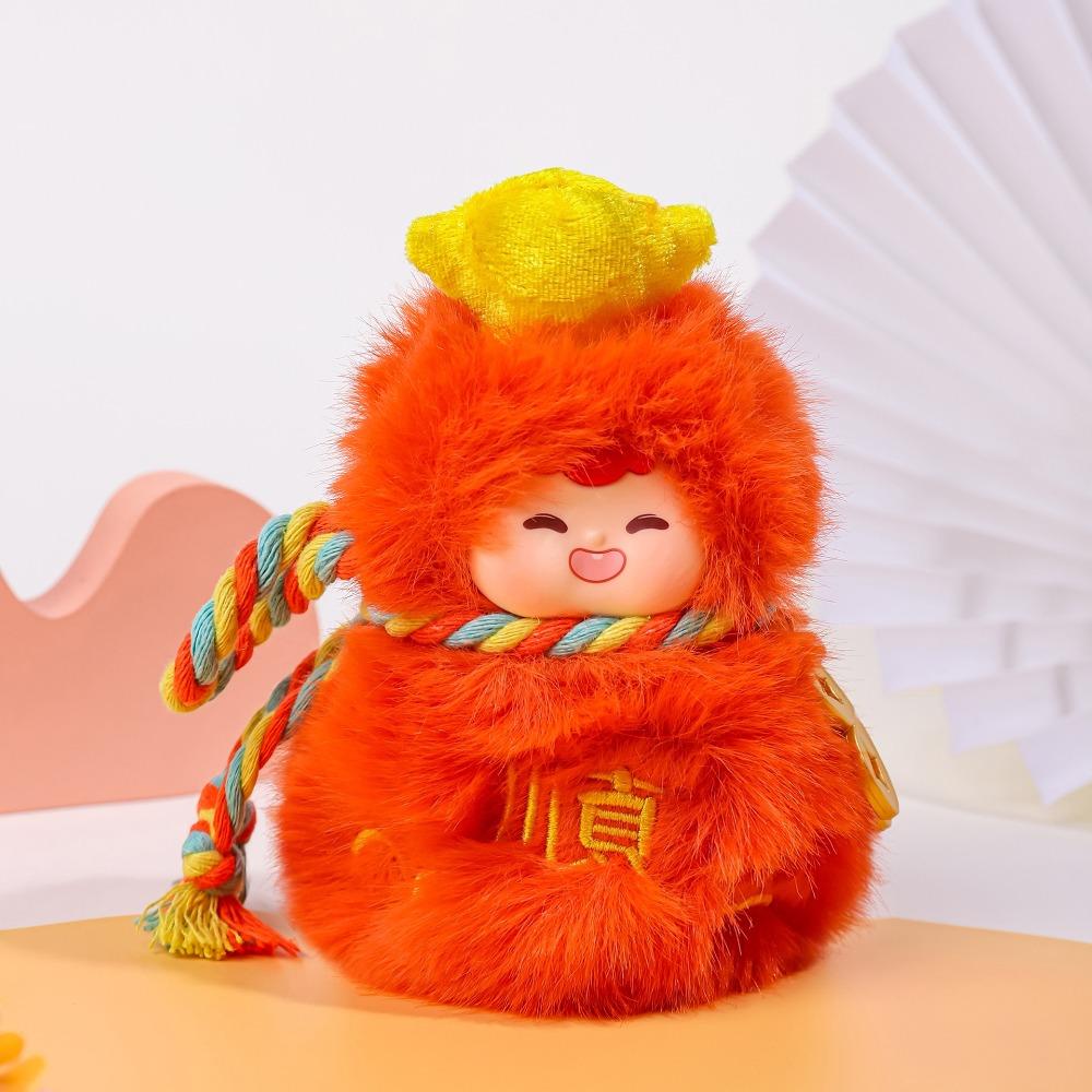 Kawaii Plush Doll Keyring Ornaments Good Luck Pendant Creative Mini Gourd Keychain  for Lovers