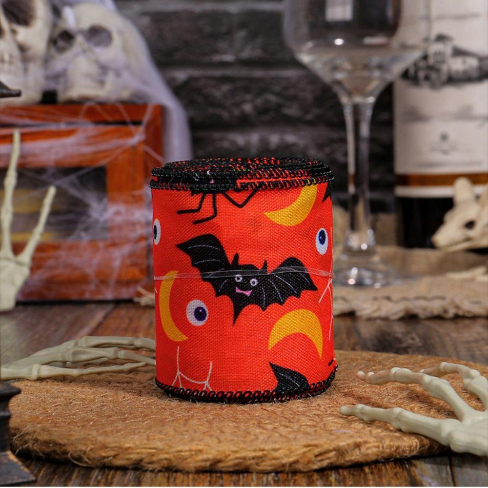 Cloth Halloween Printed Ribbon Ribbon Material DIY Ribbon Strips Bat Printed Ribbon Halloween