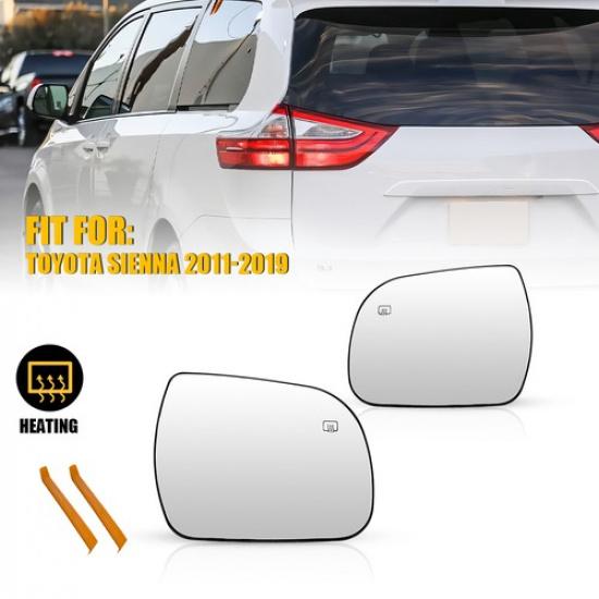 Mirror Glass For 2011-2014 Toyota Sienna LH+RH Heated Glass With Backing Plate
