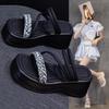 Small Thick-bottomed Cool Slippers Female 2025 Summer New Two Wear Height Increase Fairy Wind Beach Wear Female Cool