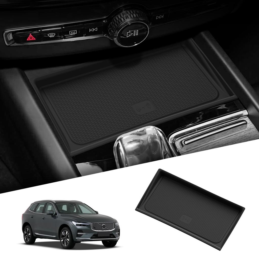 Для Volvo XC60 2026 Силиконовый коврик для беспроводной зарядки телефона Противоскользящий Защитный коврик от грязи Аксессуары для интерьера автомобиля Черный