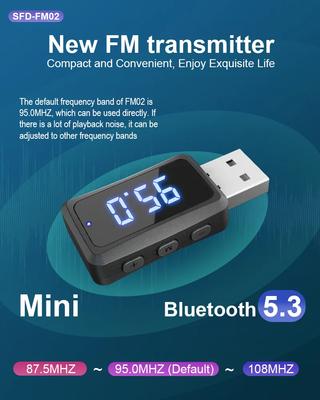 Автомобильный Bluetooth 5.3 передатчик приемник громкой связи мини USB питание автомобильный комплект авто стерео беспроводной аудио адаптер для автомобиля FM-радио