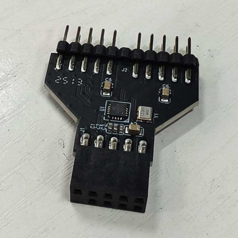 Материнская плата со стабильной производительностью, разветвитель разъема USB 9Pin для компьютера, RGB-подсветка, USB-хаб 1 к 2