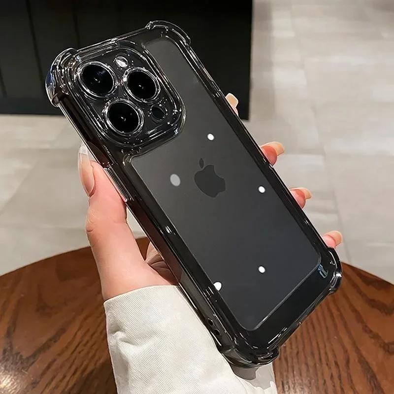 Роскошный ударопрочный прозрачный чехол для телефона для iPhone 16 15 14 13 12 11 Pro Max XR Plus Силиконовый бампер Прозрачная жесткая задняя крышка