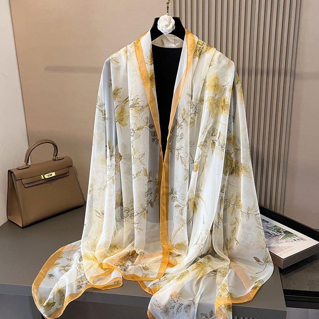 180*135cm Summer Silk Scarf Women Outdoor Shawl Bandanna Foulard Female Beach Fashion Luxury Oversized Shawl Head Hijab Wrap