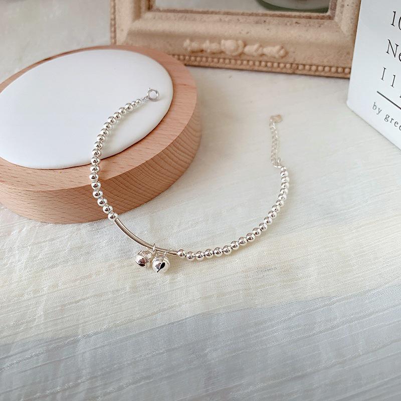 925 Silver-Plated Niche Design Women's Bracelet - Cute, Simple Beaded Jewelry for Girls and Students