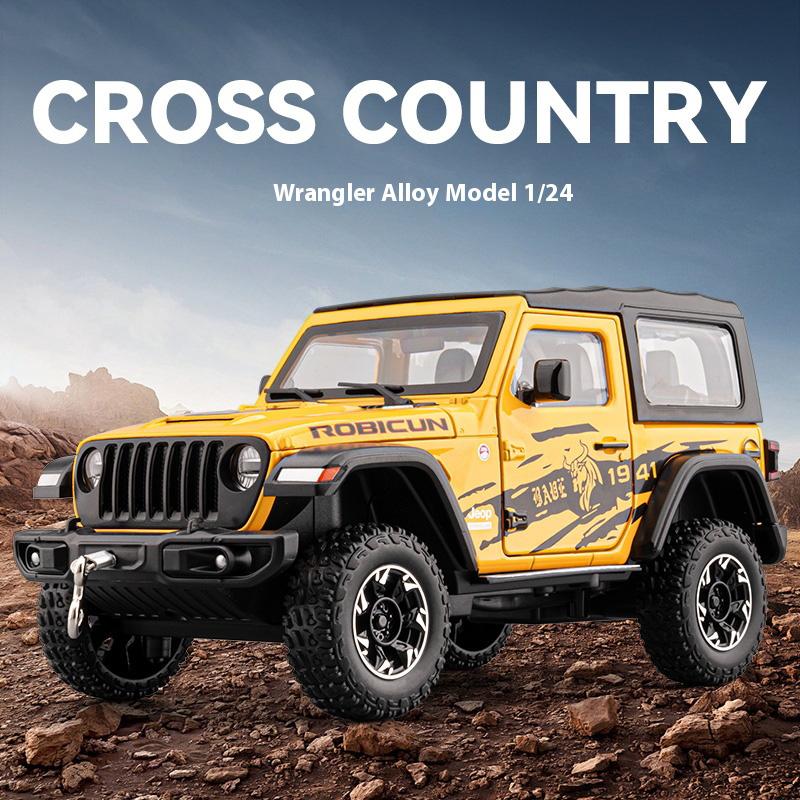 1/24 Сплав Литой Под Давлением Модель Внедорожника Wrangler Симуляция Звука и Света Амортизация Шин Детская Игрушка Украшения
