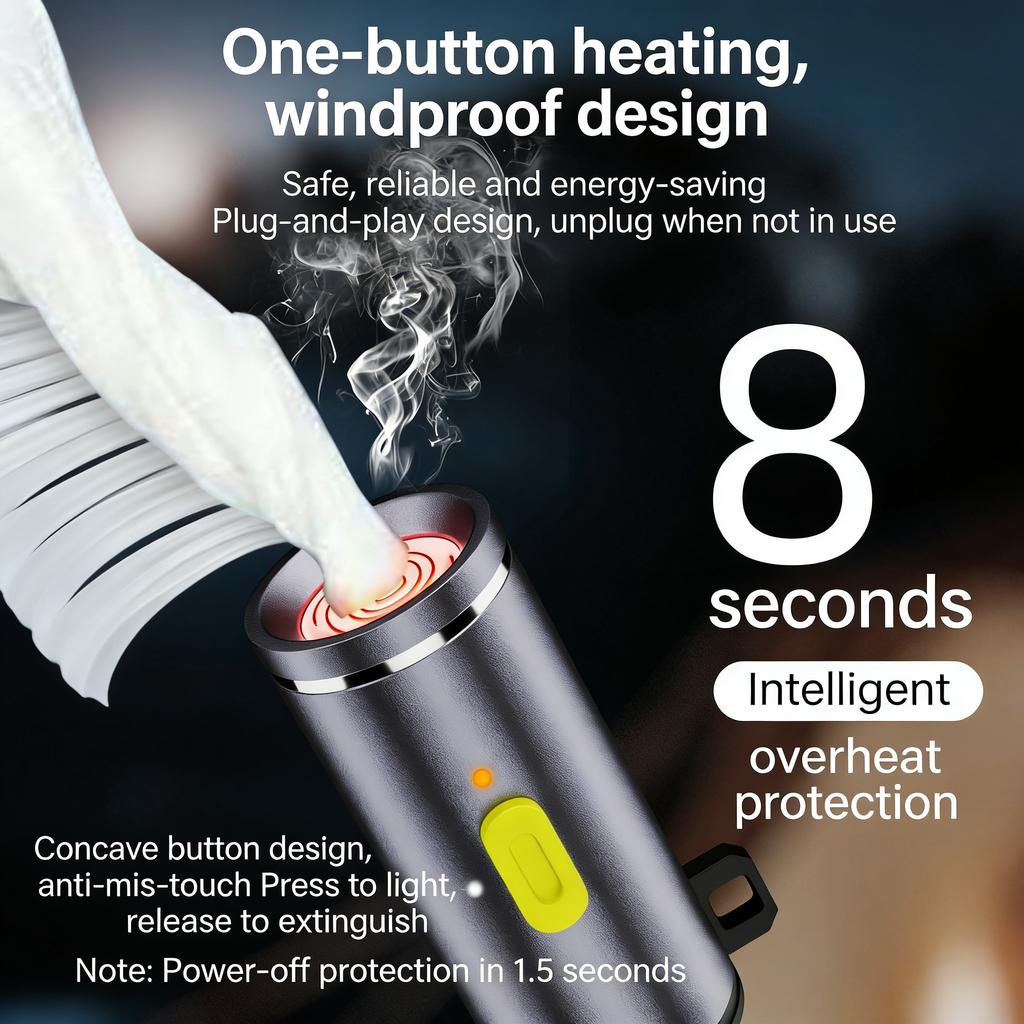 Mini USB-C Electric Lighter - Flameless Compact Portable For Air Travel & Outdoor Activities