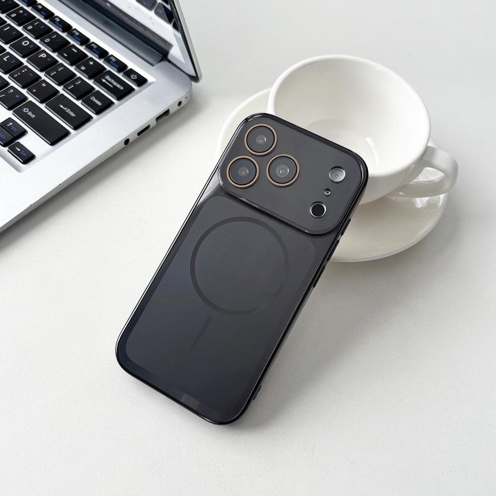 Plating For Magsafe Magnetic Phone Case For iPhone 17 16 15 14 13 Pro Max Wireless Charging Large Window Hard Armor Cover