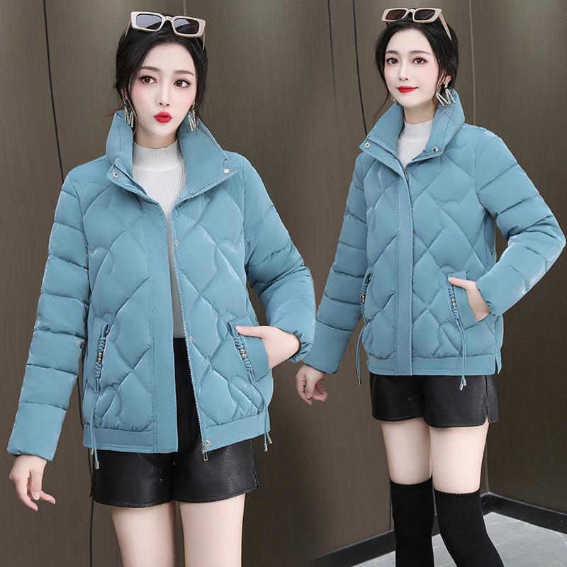 Моющаяся жемчужная глянцевая женская короткая хлопковая куртка, новая зимняя куртка со стоячим воротником, маленькая фигура, облегающая хлопковая куртка в западном стиле, куртка