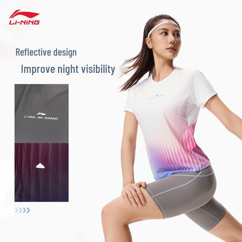 Li-Ning Женская быстросохнущая охлаждающая футболка с коротким рукавом ATSW146
