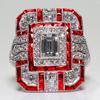 Wedding Engagement Women Retro Cubic Zirconia Inlaid Square Finger Ring Jewelry