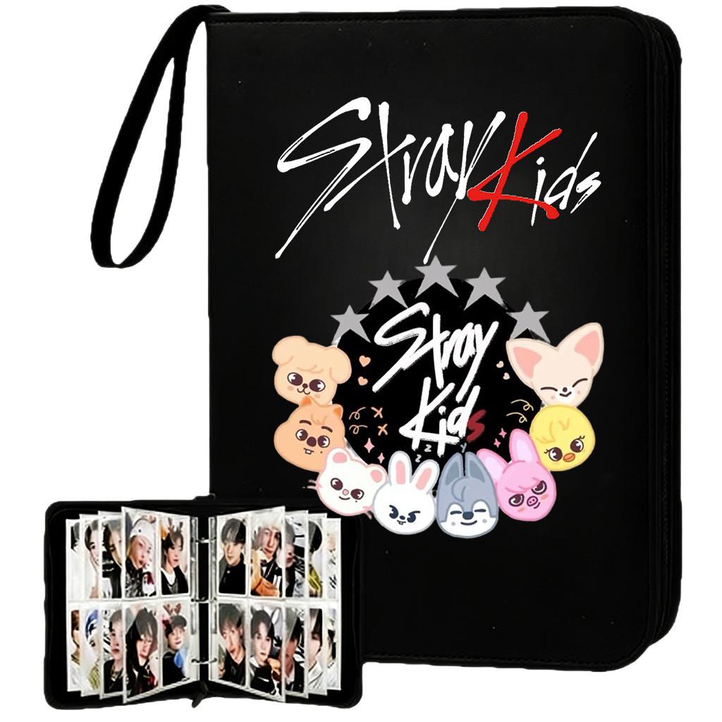 Stray Kids dominATE Themed Card Binder -4-Pocket PU Leather Photo Album for K-pop Photocards, Zipper Storage Case