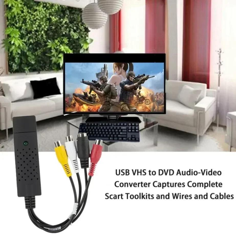 USB 2.0 Конвертер VHS в DVD Преобразователь Аналогового Видео в Цифровой Формат Аудио Видео DVD VHS Запись Захват Карта Качество ПК Адаптер