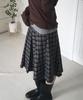 Place Studio Double Button Check Midi Layered Wrap Pleated Skirt [Check]