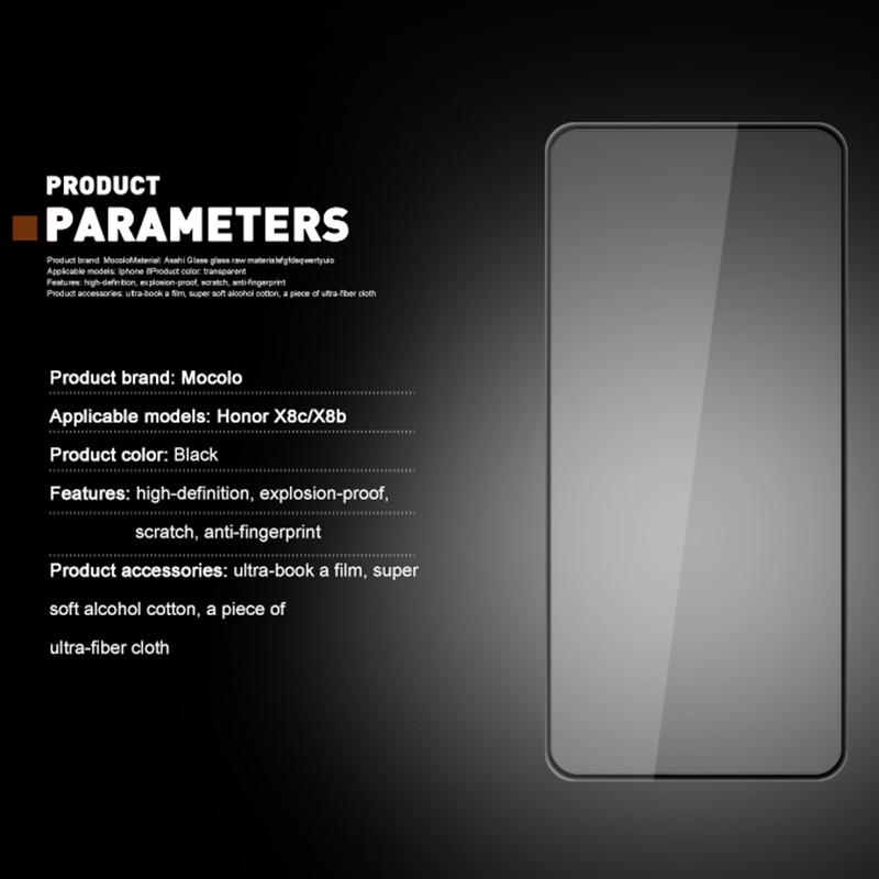 MOCOLO Защитное стекло для экрана Honor X8c 4G/X8b 4G, Защита от осколков, Шелкография, Закаленное стекло