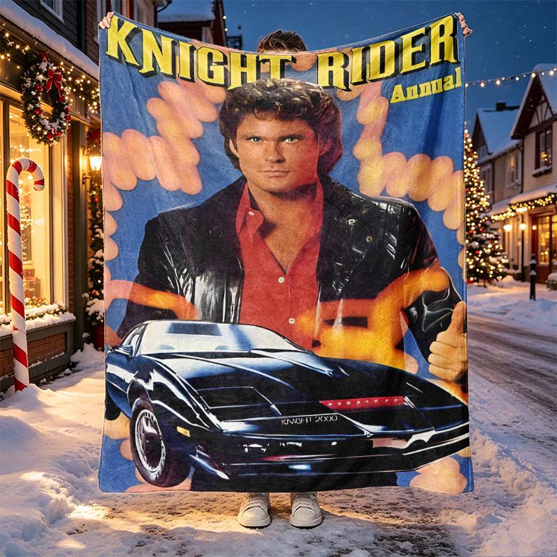 Knight Rider Pattern Blanket for Home Decoration, Bed, Sofa, Car Travel, Camping, Suitable for All Seasons, Birthday Christmas Gift