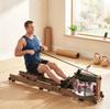 Water Rower For Home Rubber Wood Foldable With Bluetooth App Double Aluminum Rails LCD Display Up To 158 Kg