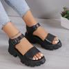 Women's Sandal  High Quality New Summer Outdoors Thick Heel Buckle Solid Color Non-slip Casual Comfortable Sandals for Woman