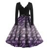 Women's Halloween Printed Long Maxi Dress for Costume Party