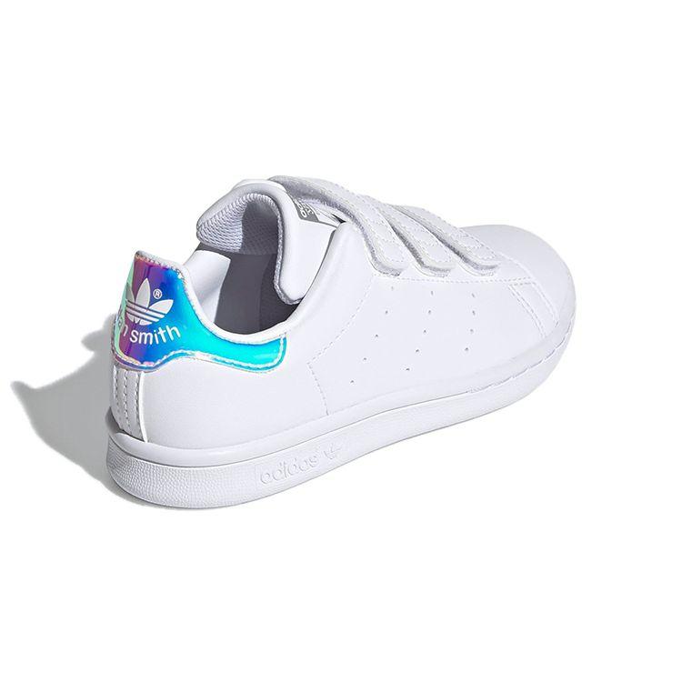 Adidas Stan Smith CF C Белые переливающиеся детские кроссовки Cloud-White Silver-Metallic FX7539