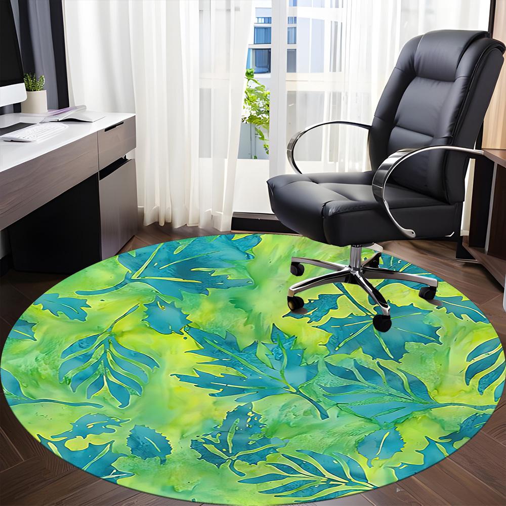 1pc Leaf Print Chair Carpet for Office, Non slip, Soft and Durable Office Rug for Interior Decoration